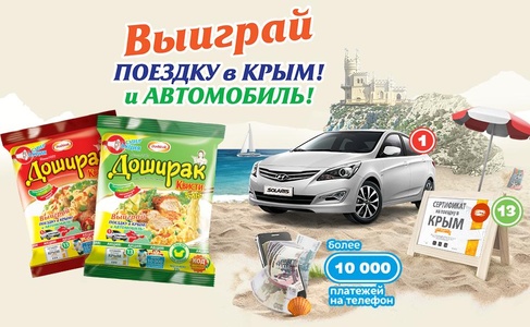 Акция лапши «Доширак» (www.doshirak.com) «Выиграй поездку в Крым!»