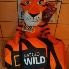 Мягкая игрушка тигр (говорящий - смешные фразочки говорит) и плед с тигровым принтом от National Geographic