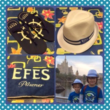 Шляпа, тапки и полотенце от Efes Pilsener