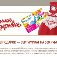 Сертификат в интернет-магазин OZON 500 руб. от Домик в деревне