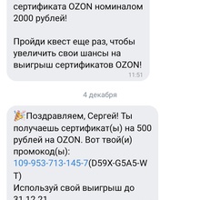 Сертификат Ozon на 500 рублей от Cini Minis