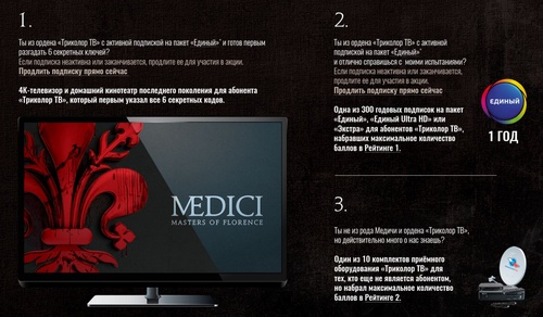 Маркетинговая акция Триколор «Медичи: Повелители Флоренции»