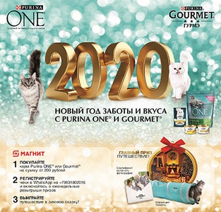 Акция  «Purina One» (Пурина Ван) «Новый год заботы и вкуса с Purina One и Gourmet»