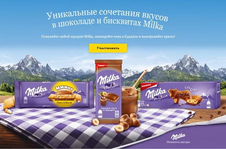 Акция шоколада «Milka» (Милка) «Кэшбэк и призы от Milka»