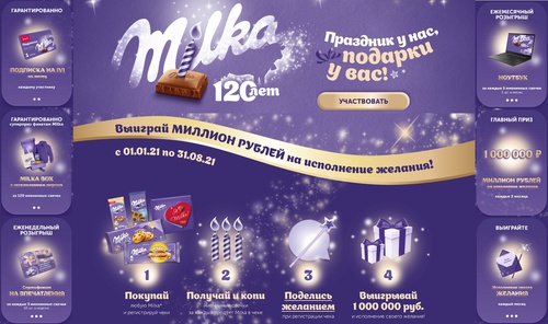 Акция шоколада «Milka» (Милка) «Праздник у нас, подарки у вас!»