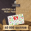 Акция пива «Балтика» (www.baltika.ru) «Балтика Пшеничное и Балтика Темное в Пятерочке»