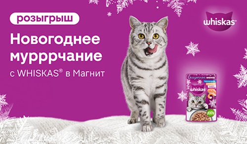 Акция  «Whiskas» (Вискас) «Новогоднее мурррчание с WHISKAS® в Магните»