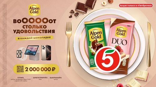 Акция шоколада «Alpen Gold» (Альпен Гольд) «Вооооот столько удовольствия»