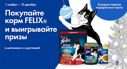 Акция  «Felix» (Феликс) «Хозяин и кот счастливы в Новый год»