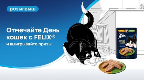 Акция  «Felix» (Феликс) «Отмечайте День кошек с FELIX® и выигрывайте призы!»