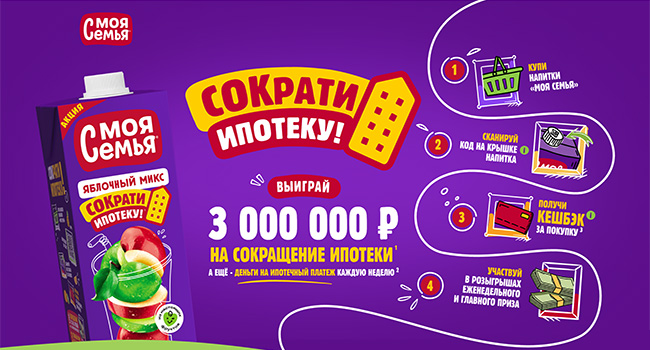 Акция сока «Моя семья» «Сократи ипотеку!»