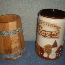 Деревянная и керамическая кружки от Velkopopovicky Kozel