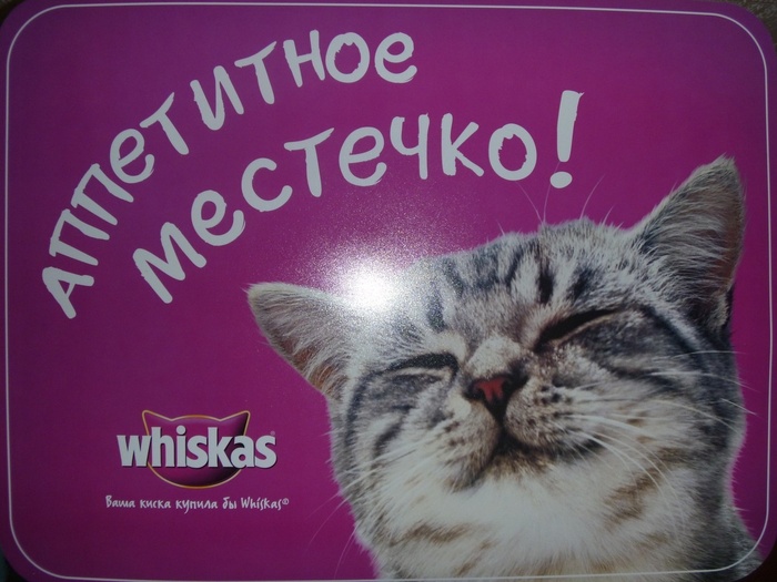 Приз акции Whiskas «Вкусное меню для киски + магнит из коллекции Whiskas®!»