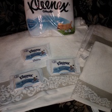 3 полотенца и туалетная бумага от Kleenex