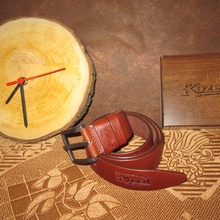 Кожаный ремень,Часы из цельного спила дерева от Velkopopovicky Kozel