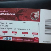 Билет 18 тур РПЛ 2014-15 Рубин - Арсенал от МТС