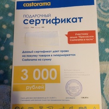 Сертификат на 3000 рублей от Castorama