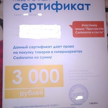 Сертификат на 3000 руб)) от Castorama
