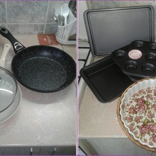 Две сковородки+набор для выпечки и форма для запекания от Озон