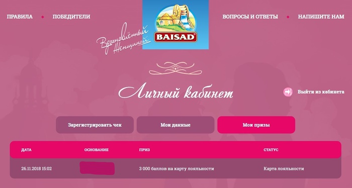 Приз акции Baisad «Байсад  – вдохновленный женщиной»