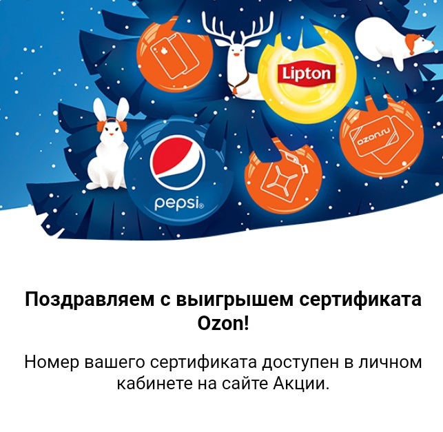 Приз акции Pepsi «Новый год с Пепси и Липтон»