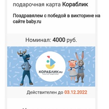 Сертификат на 4000 р от Baby.ru
