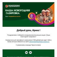 Универсальный электронный сертификат номиналом 2 500 руб. от Черноголовка