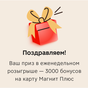 Приз 3000 бонусов на карту Магнит.
