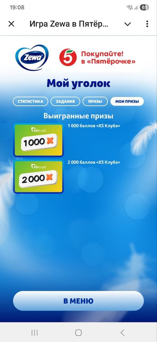 Приз акции Zewa «Играйте с Zewa, получайте подарки!»