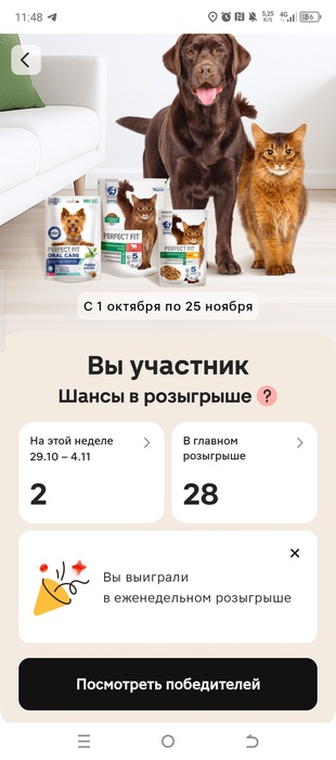 Приз акции Perfect Fit «PERFECT FIT™ поддержание здоровья питомца!»