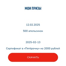 Сертификат в Пятёрочку на 2000 рублей. от Простоквашино