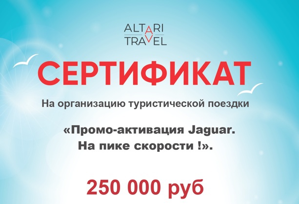 Приз акции Jaguar «Промо-активация Jaguar. На пике скорости!»