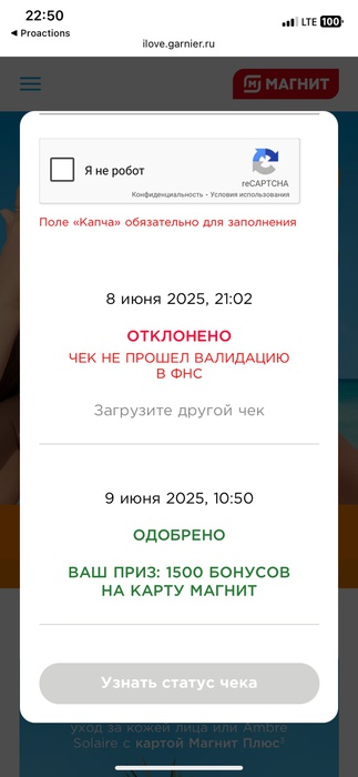 Приз акции Garnier «Фестиваль Garnier Ambre Solaire в сети Магнит»
