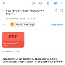 Сертификат Спортмастер на 3000 от Барни