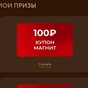 Приз 5 купонов по 100 рублей в Магнит