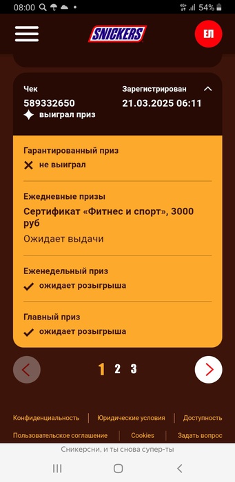 Приз акции Snickers «Сникерсни, и ты снова – супер-ты 2.0»
