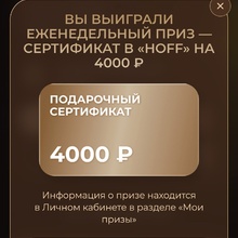 сертификат на 4000 в hoff от Jardin