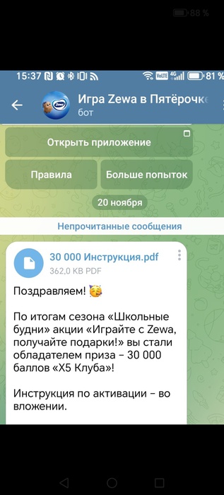 Приз акции Zewa «Играйте с Zewa, получайте подарки!»