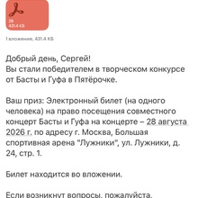Электронный билет на концерт Басты и Гуфа от by Баста