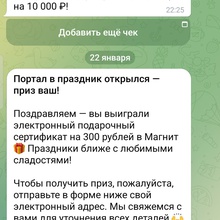 Сертификат 300 магнит от Fruittella