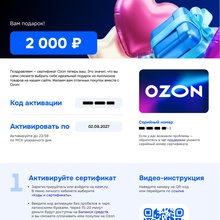 Электронный сертификат «OZON» номиналом 2 000 ₽ от Jardin