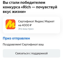 Сертификат Яндекс Маркет на 4000 от Rich