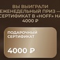 Приз Сертификат Hoff 4000р.