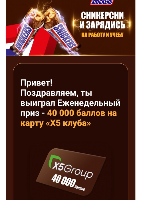 Приз акции Snickers «Сникерсни и покажи себя на работе и учебе»